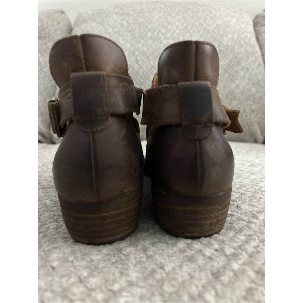 Born Womens Viveka Shoes Size 10M Brown Leather Woven Vamp Cutout Buckle Booties - Picture 6 of 12